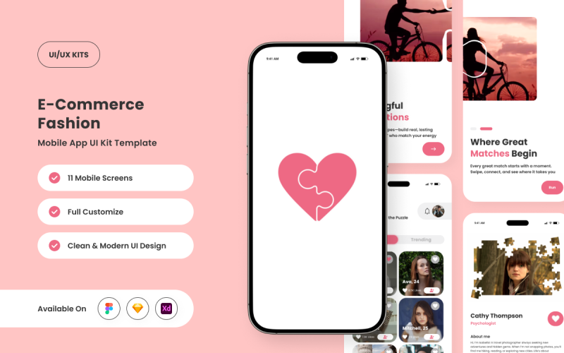 Lozzle - Interface utilisateur minimaliste et élégante d'une application de rencontre
