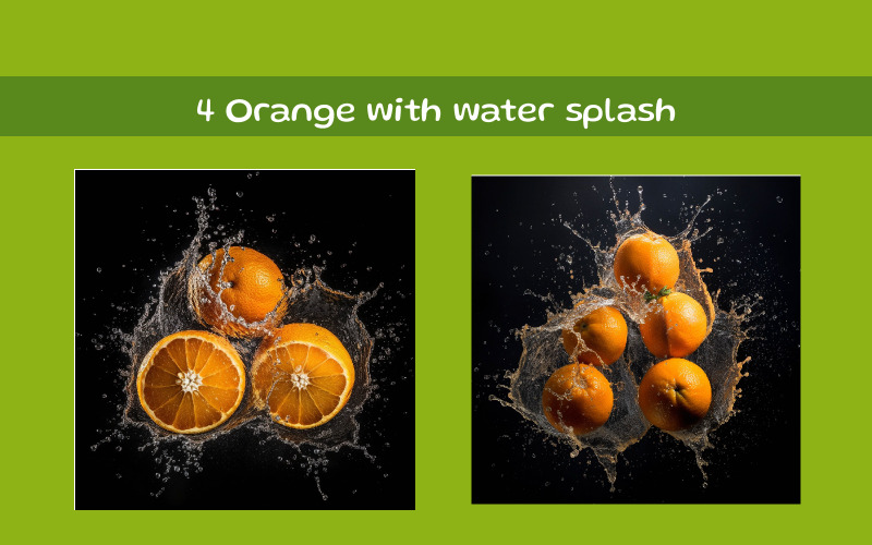 Orange mit Wasserspritzer AI-Bild