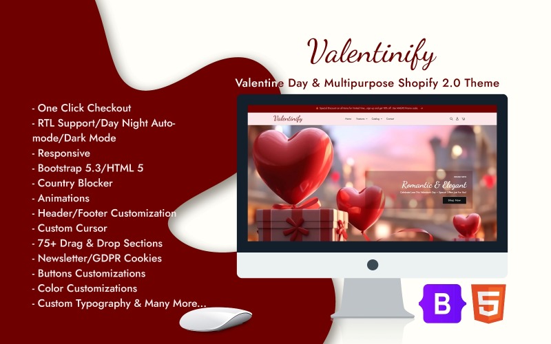 Valentinify - 情人节、礼品和多用途 Shopify 主题 - OS 2.0