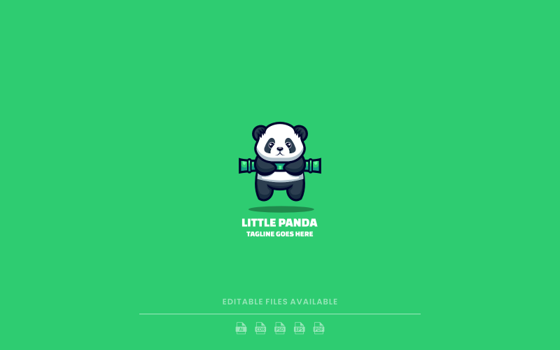 Kleine Panda Mascotte Cartoon Logo