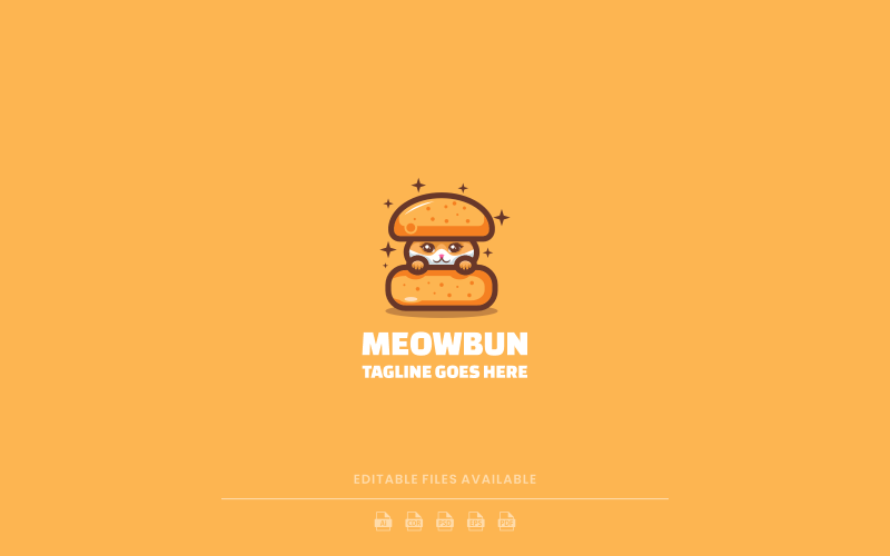 Logo de mascotte simple Meowbun