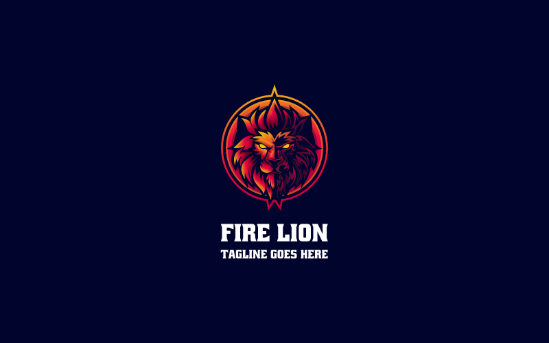 Logo mascotte semplice del leone di fuoco