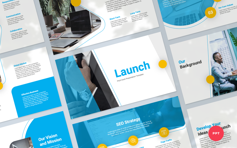 Lançamento do Pitch Deck Apresentação PowerPoint Template