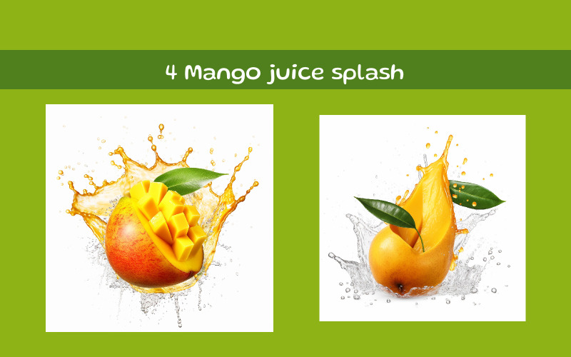 Mango juice splash fehér háttér AI képpel