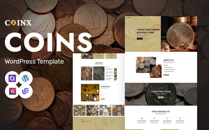 Coinx - Numismatisch museum en zeldzame munten WordPress Elementor-thema