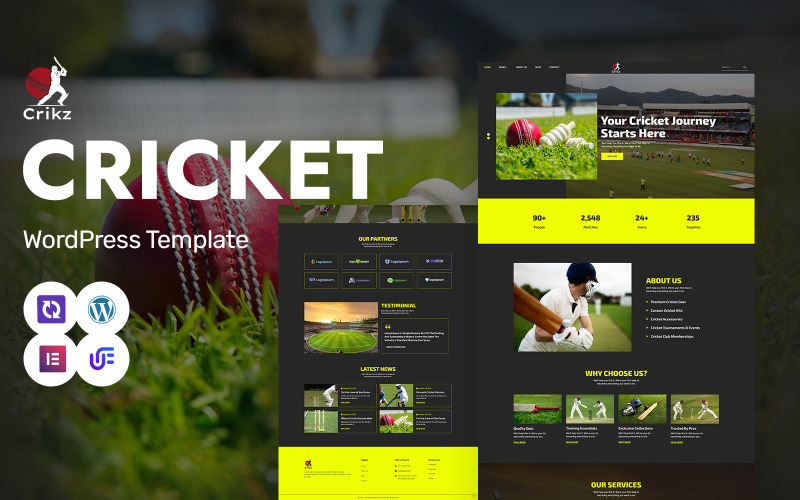 Crikz – Cricket-Akademie und Coaching WordPress Elementor Theme