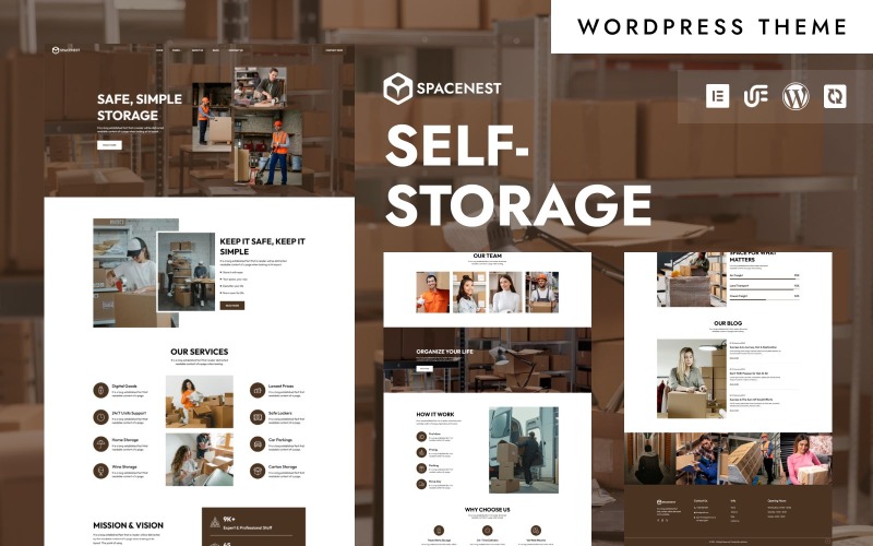 SpaceNest - Решения для самостоятельного хранения и переезда WordPress Elementor Theme