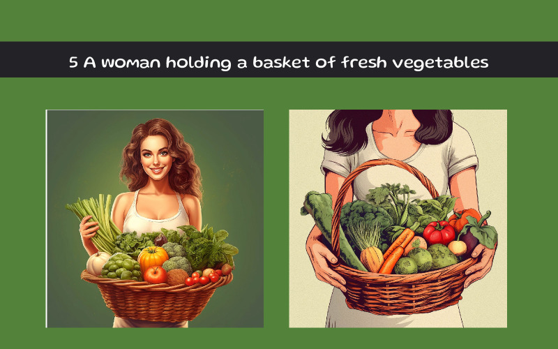 Uma mulher segurando uma cesta de vegetais frescos