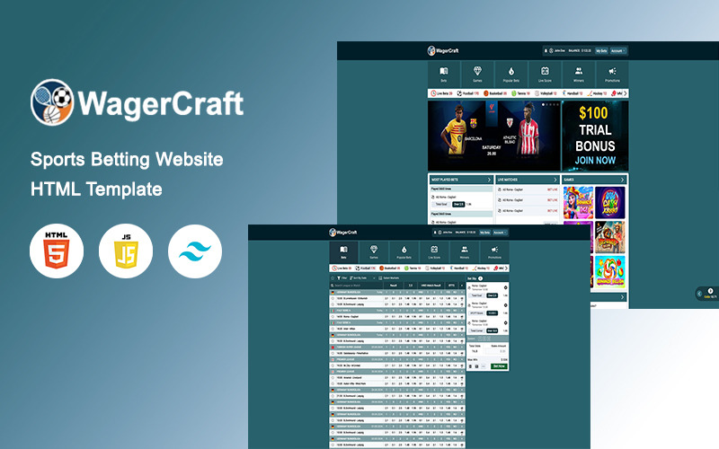 WagerCraft - Plantilla HTML para apuestas deportivas