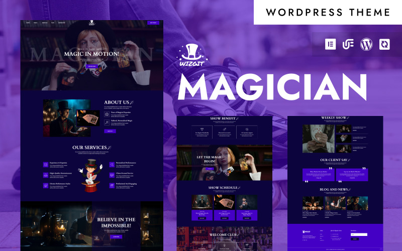 Wizgit - Tema WordPress Elementor para Mágicos, Truques de Mágica e Artistas de Circo