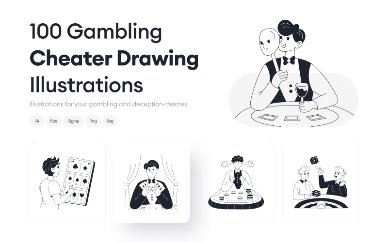 Gambling Cheater Ritning Illustrationer