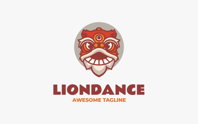 Lion Dance Simple Mascot Logo