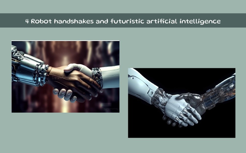 Apertos de mão de robôs e inteligência artificial futurista
