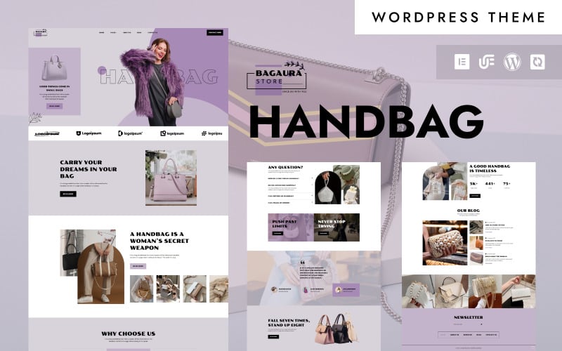 BagAura - Bolsas da moda e bolsas elegantes WordPress Elementor Theme
