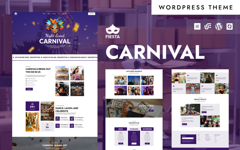 Fiesta - Tema Elementor de WordPress para espectáculos y celebraciones de carnaval