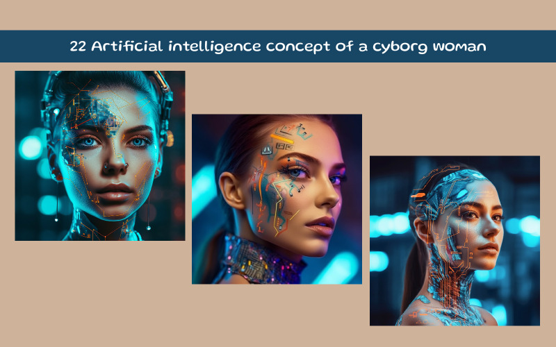Kunstmatige intelligentieconcept van een cyborgvrouw