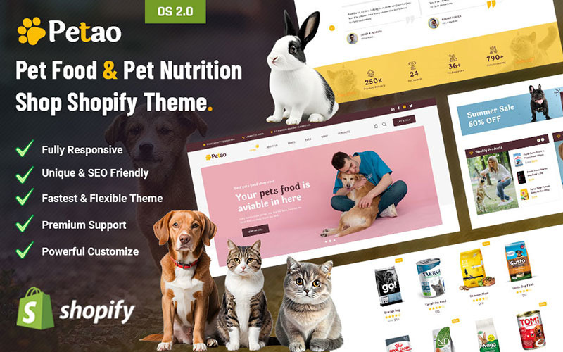 Petao - Thème Shopify pour boutique d'aliments et de nutrition pour animaux de compagnie