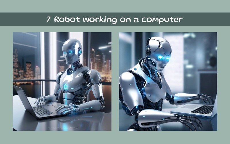 Robot pracující na počítači