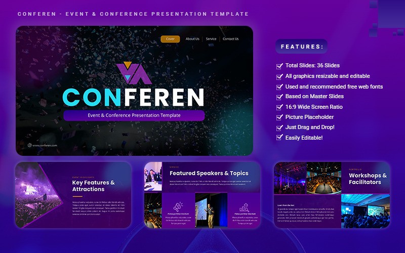 Conferen - Modello di Google Slides per eventi e conferenze