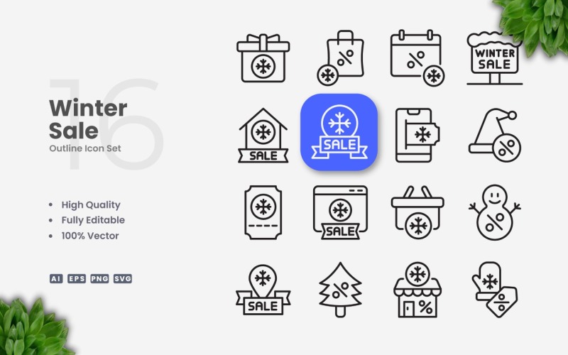 16 vinter försäljning disposition Ikonuppsättning