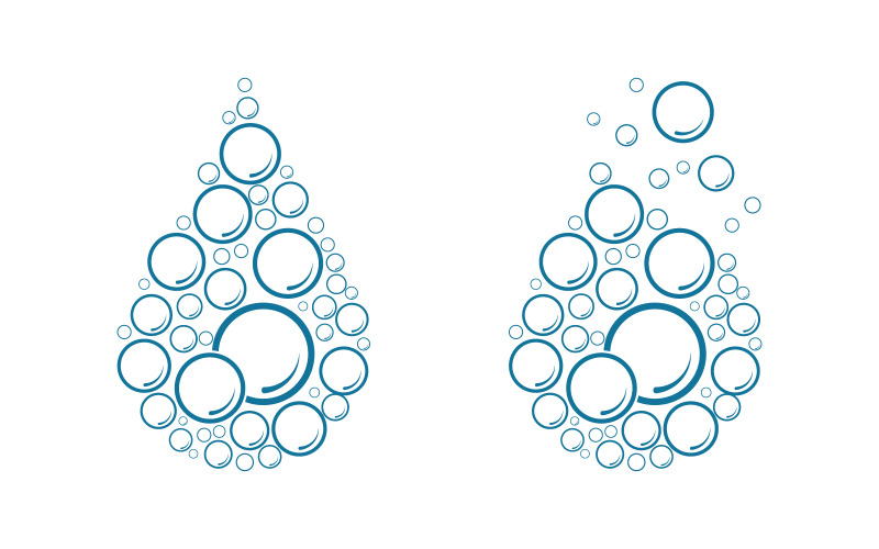 Plantilla de diseño de ilustración vectorial de lavado de ropa con agua con burbujas v.4