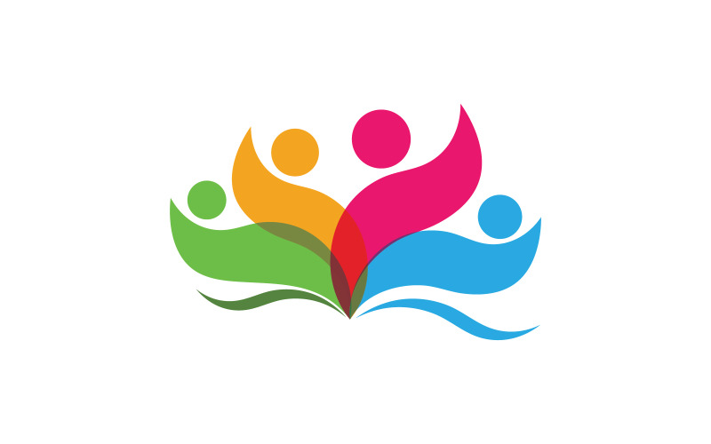 Modèle de conception de logo de communauté sociale d'entraide v.18