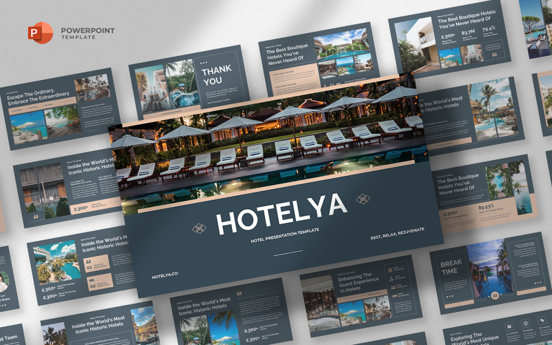 Hotelya - Luksusowy hotel Szablon programu PowerPoint