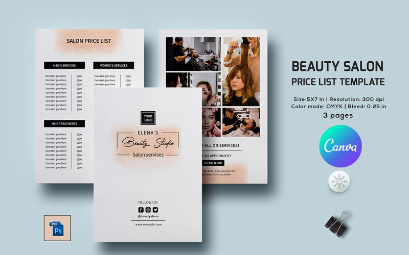 Modèle de liste de prix pour salon de beauté – Conception personnalisable et professionnelle