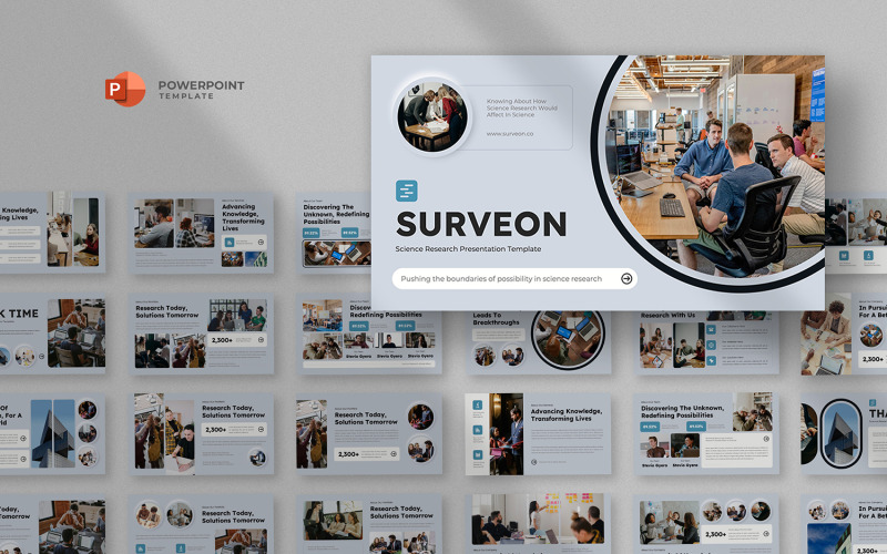 Surveon - наукове дослідження Шаблон Powerpoint