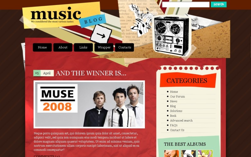 Template Photoshop para Sites de Blod de música №49829