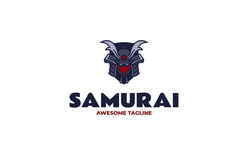Logotipo de mascote simples samurai 3