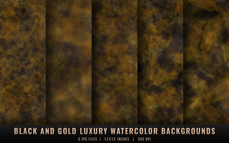 Zwarte en gouden luxe aquarelachtergronden