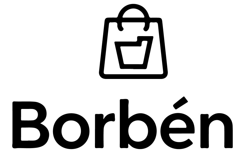 El logotipo tiene un icono de bolsa de compras.