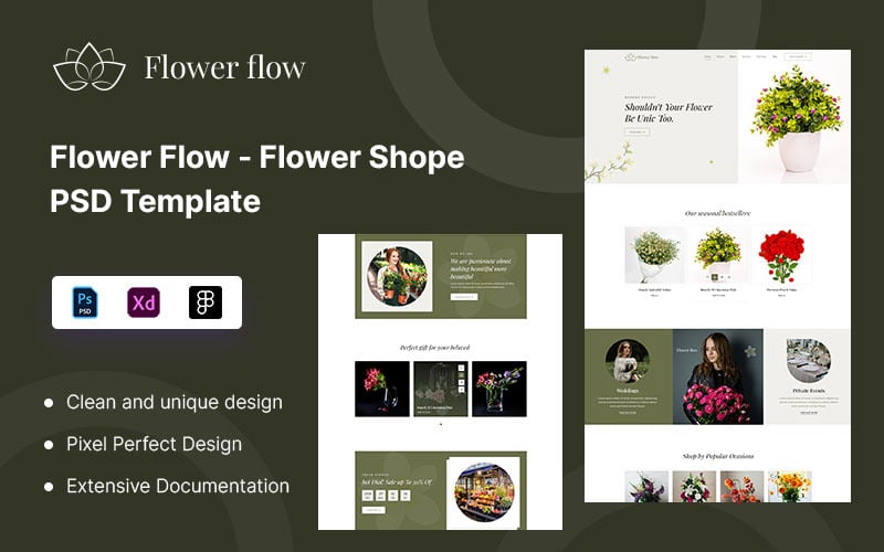 Flower Flow - Flower Shope PSD sablon