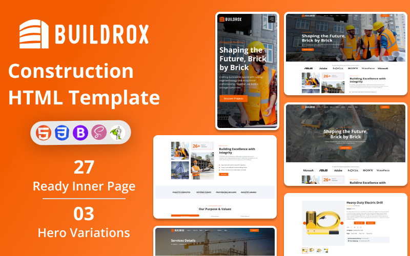 BuildRox - HTML-шаблон для строительства