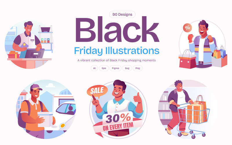 Conjunto de ilustrações de Black Friday