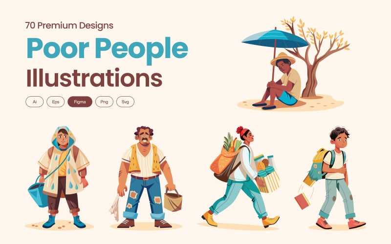 Modern Illustration Poor People