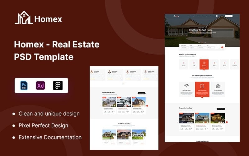 PSD-шаблон Homex Real Estate