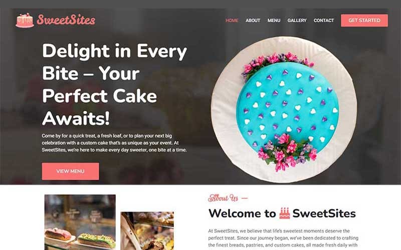 SweetSites - Bootstrap-websitesjabloon voor bakkerij en banketbakkerij