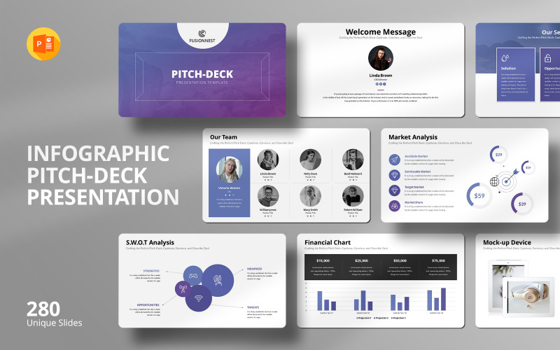 Ultimate Business Pitch Deck – Modello di PowerPoint pronto per gli investitori con infografica