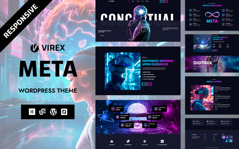 Virex – AI-alapú üzleti és technológiai WordPress Elementor téma