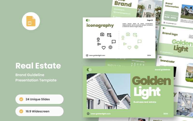 Guia de branding imobiliário elegante - Google Slides
