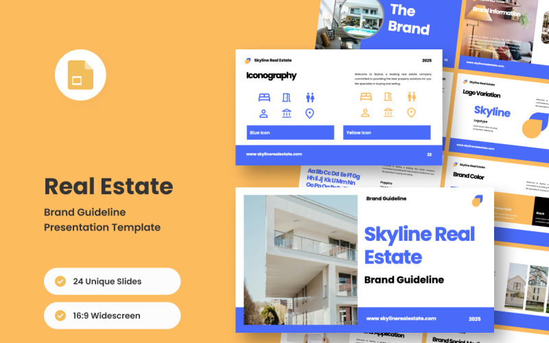 Prezentacja Google Slides dotycząca brandingu korporacyjnego w branży nieruchomości
