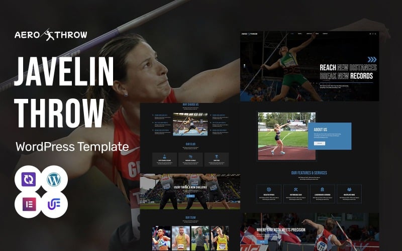 Aero Throw - легкая атлетика и метание копья WordPress Elementor тема