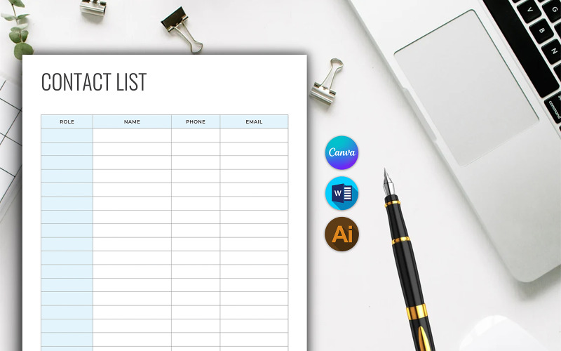 Canva İletişim Listesi Şablonu