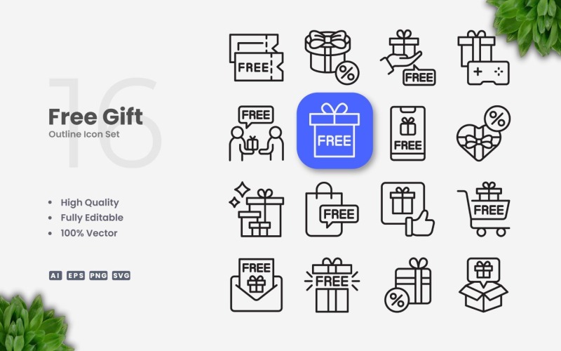 16 gratis geschenk-schetspictogramset