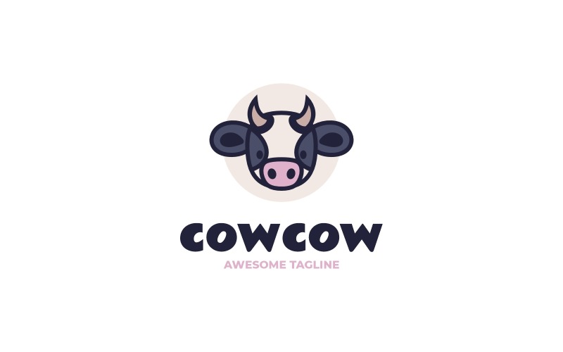 Cowcow 简单吉祥物标志 3