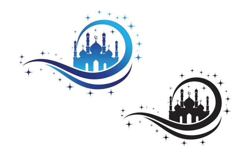 Islamitische moskee vector pictogram illustratie ontwerp sjabloon v.3