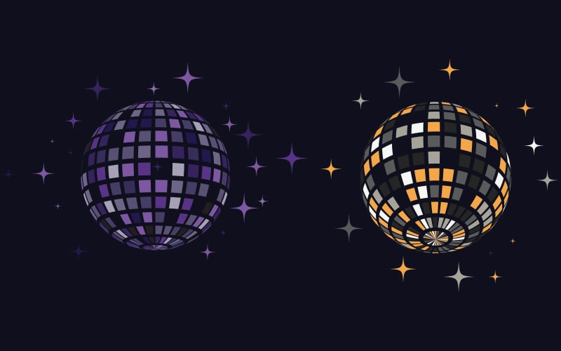 Modello di progettazione dell'illustrazione dell'icona vettoriale della festa della palla da discoteca v.7
