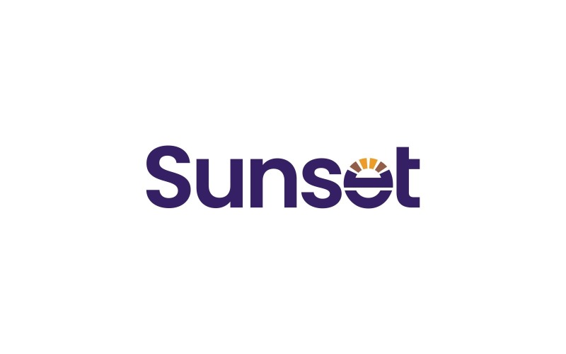 Zonsondergang Woordmerk Logo Illustratie